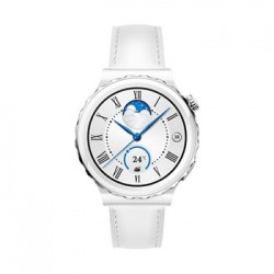 Huawei Watch GT3 Pro 43 mm Silver Bezel White Ceramic Case + White Leather Strap