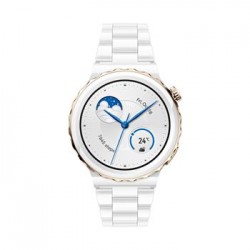Huawei Watch GT3 Pro 43 mm Gold Bezel White Ceramic Case + White Ceramic Strap