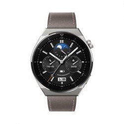Huawei Watch GT3 Pro 46mm Light Titanium Case + Gray Leather Strap